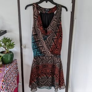 Myth NYC Orange Multicolored Dress Sz Large
